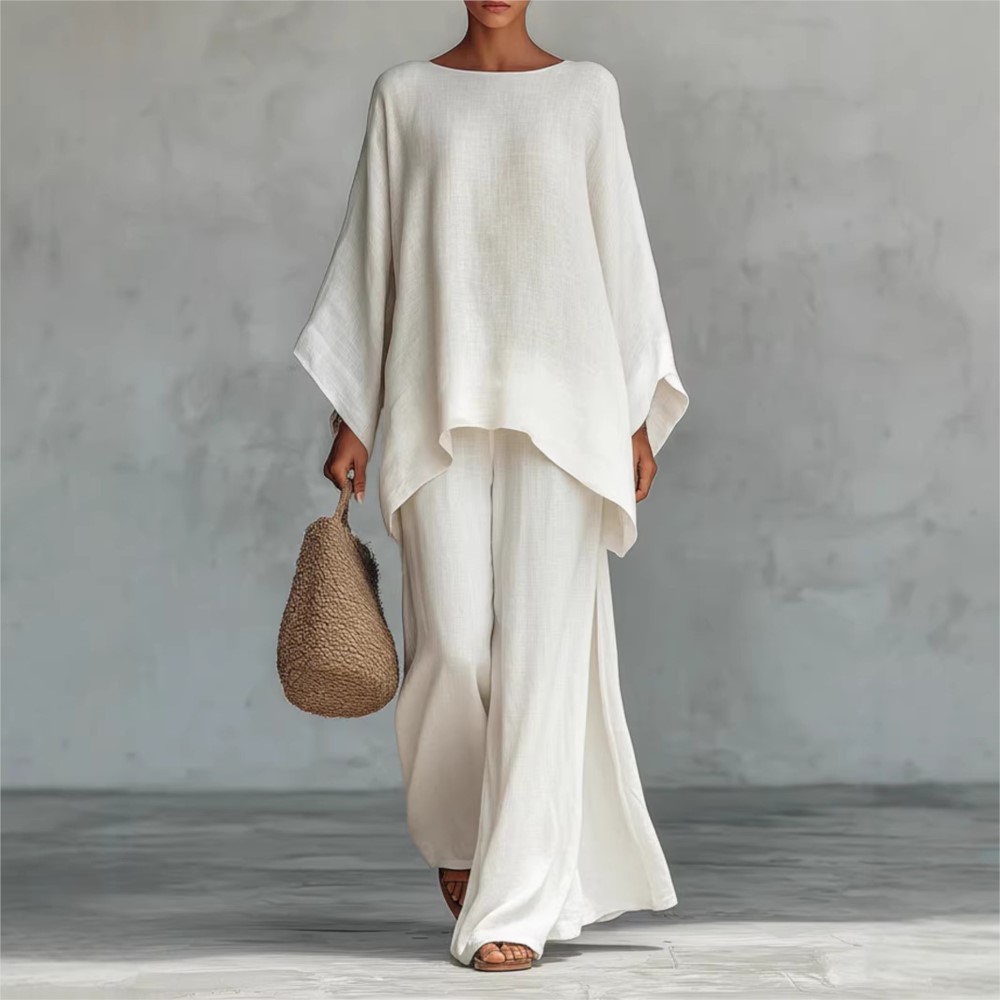 Fashion Linen Loose Long-sleev - Linen Pant Wide avis et prix