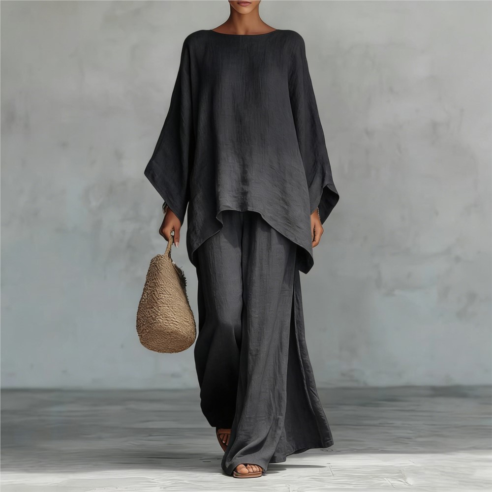 Fashion Linen Loose Long-sleev - Linen Pant Wide avis et prix