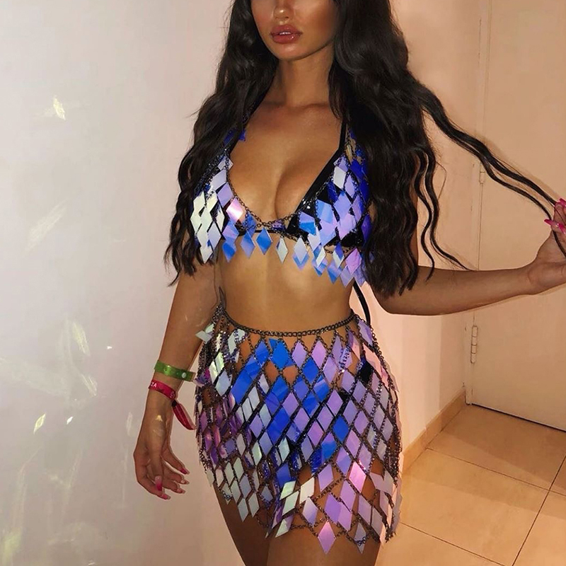 FestivalQueen Women's Sequined - Crop Top Crochet avis et prix