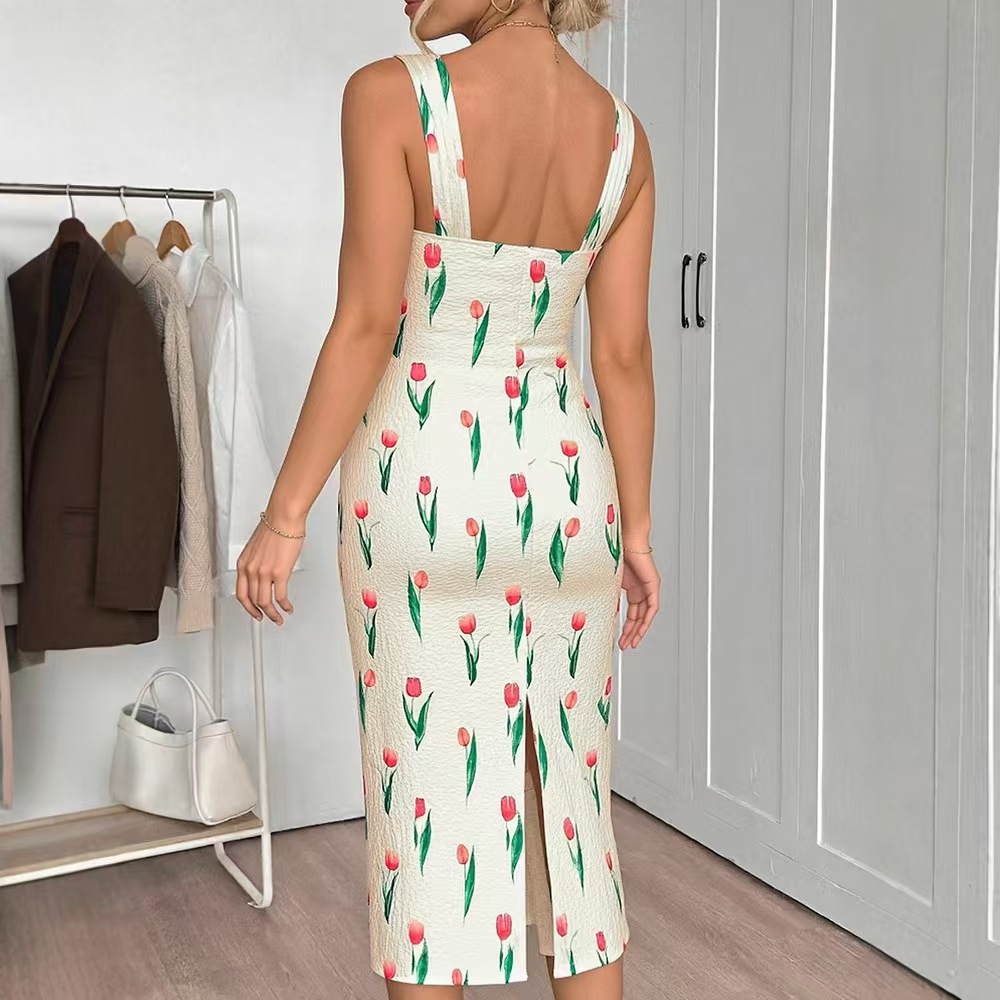 Fashionable Floral Print Crop  - Midi Skirt Floral avis et prix
