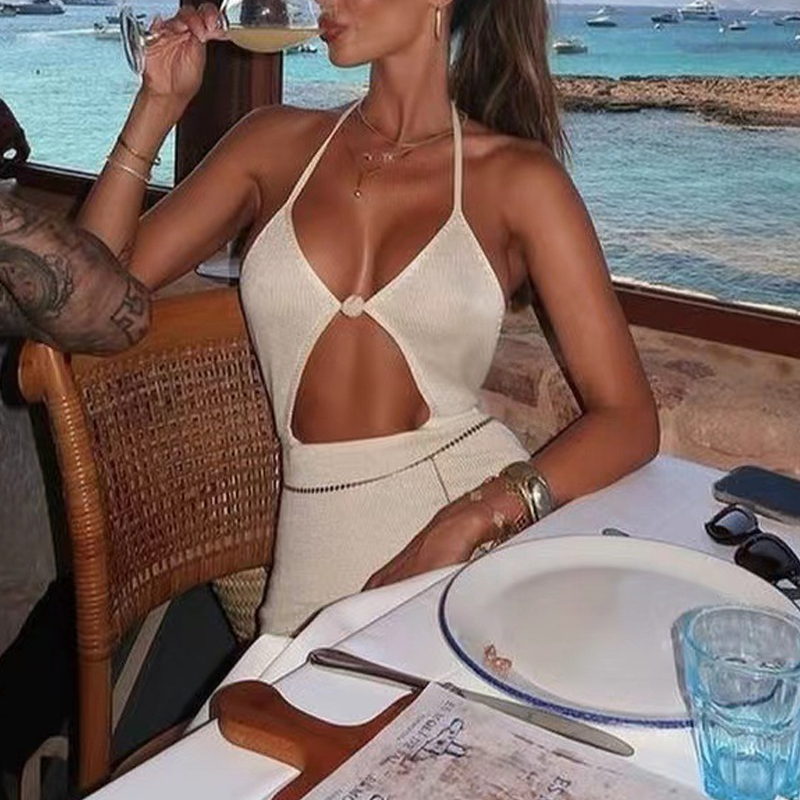 Sexy Halter Low Cut Hollow Kni - Cover Up Kaftan avis et prix