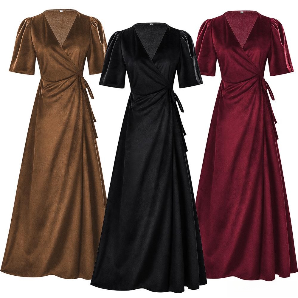 Ladies Long V-Neck Wrap Slim P - Linen Dress Wrap avis et prix