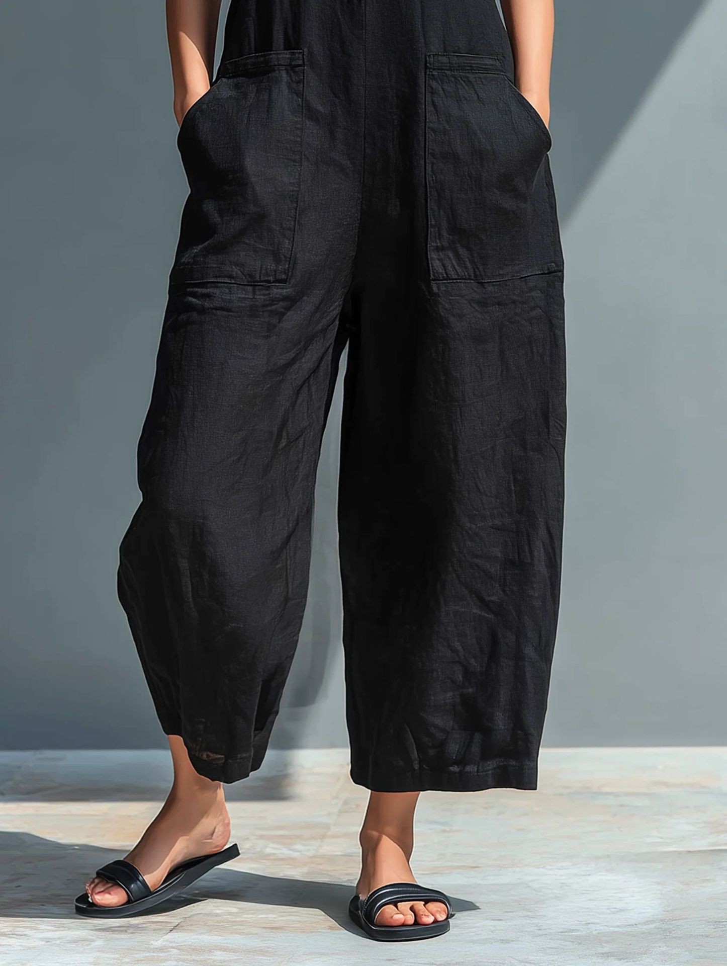 Summer Women's Clothing Sleeve - Jumpsuit Linen Relaxed avis et prix