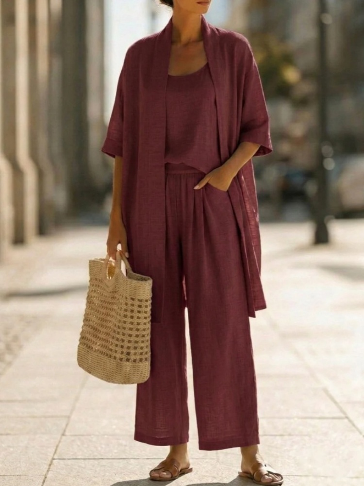 Casual Solid Cotton Linen Loos - Linen Pant Wide avis et prix