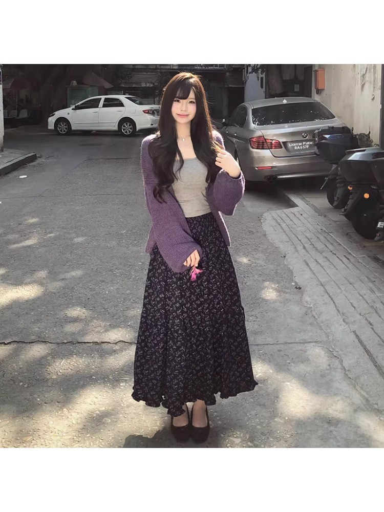 plus Size Women's High Waist F - Midi Skirt Floral avis et prix