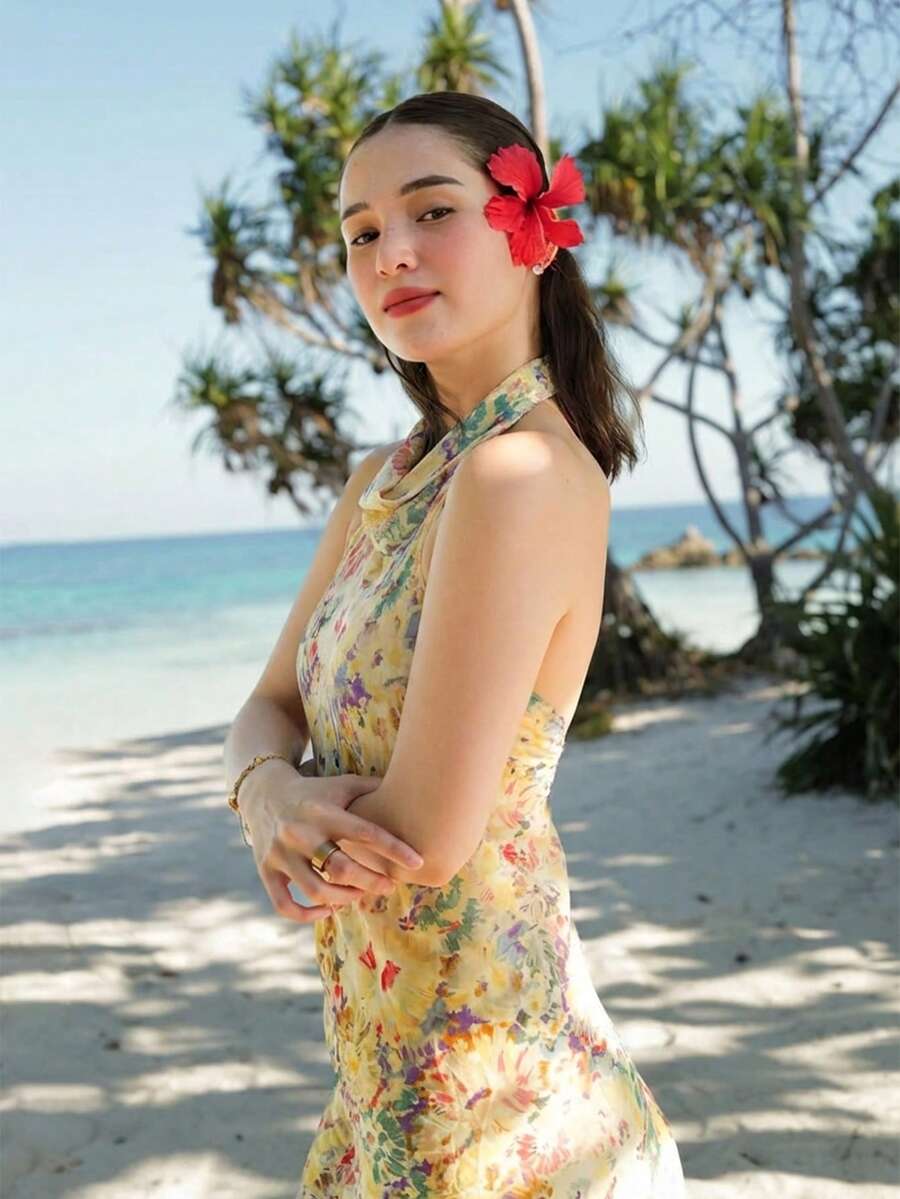 Womens Floral Maxi Halter Back - Maxi Dress Halter avis et prix
