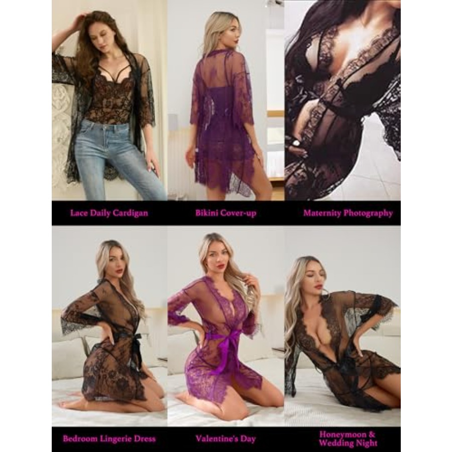 Narcisse Women's Floral Lace K - Kimono Sheer Floral avis et prix